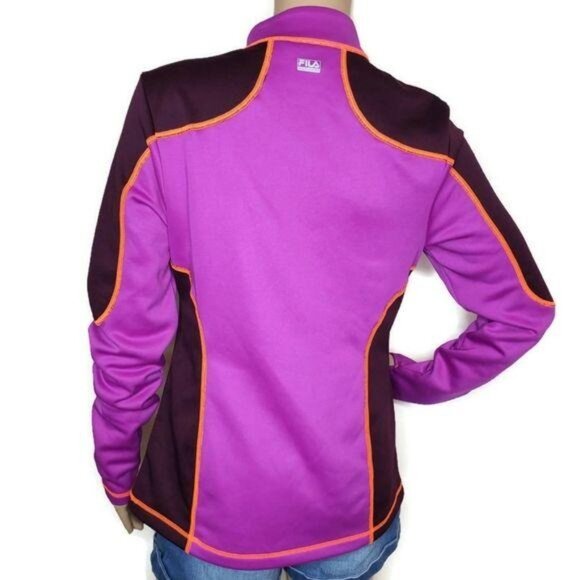 Fila Sport Women's 1/4 Zip Pullover Fleece Jacket Pink Purple orange trim sz M - Picture 4 of 8